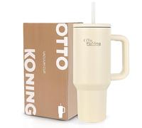 Otto Koning Vaso Térmico 1,2L (40oz) - Termo Café para Llevar Acero Inoxidable Doble Pared - Mantiene Frío 16h y Calor 12h - Botella Agua Sin BPA con Pajita y Asa Ergonómica para Coche y Oficina