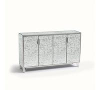 Otto Studio For Am.pm Aparador de 4 puertas de espejo y metal, acero inoxidable, Blur. Color Plata