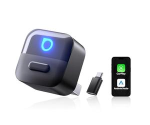OTTOCAST Mini Pico 2026 Mejorado, Adaptador Inalámbrico 2 en 1 CarPlay y Android Auto con Adaptador USB-A/C, Cambio de Teléfono con un Solo Botón, Conexión Rápida para Teléfonos iOS 10+ y Android 11+