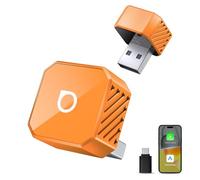 OTTOCAST Mini Pot 2026, Adaptador inalámbrico 2 en 1 para CarPlay y Android Auto, Compatible iOS 10+/Android 11+ y Coches con Carplay Desde 2016, Plug & Play, USB-A/Tipo C, Actualización OTA, Naranja