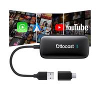 OTTOCAST Play2Video Ultra 2025 Upgrade, CarPlay & Android Auto Inalámbrico con Youtube/Prime Video, Plug & Play, 4 GB + 32 GB AI Box para Vehículos con CarPlay por Cable Desde 2016