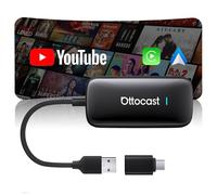 OTTOCAST Play2Video Ultra 2026 AI Box, Adaptador CarPlay & Android Auto Inalámbrico con Youtube DAZN Spotify, WiFi 6, 4GB+32GB Plug & Play para Coche con CarPlay por Cable Desde 2016