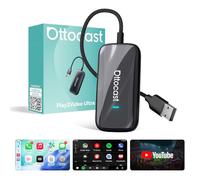 OTTOCAST Play2Video Ultra, 3 en 1 Caja AI para Netflix/Youtube/Prime Video, Adaptador CarPlay inalámbrico y Android Auto con USB, Wi-Fi Dual Band, Bluetooth 5.4, Baja Latencia, 4GB+32GB, Plug & Play