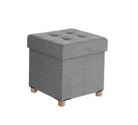 Ottoman Reposapiés, asiento, taburete, taburete de almacenamiento plegable, taburete, cofre plegable, cubo de almacenamiento, asiento tapizado, tapa extraíble, decoración del hogar(38x38x32cm)