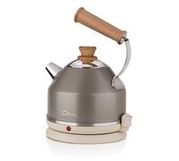 Ottoni Fabbrica Hervidor de agua eléctrico de acero inoxidable y madera de cerezo, fabricado en Italia, 1,7 L, 2400 W, apagado automático, sin BPA, filtro de cal extraíble, protección contra marcha en