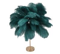 Otufan Feather Table Lamp,3 Color USB Bedside Lamp Table Dimmable Touch Switch Feather Lampshade for Bedroom Weddings Cafes (Dark Green)