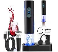 Otuseta Abridor de vino eléctrico, accesorios de vino inalámbricos recargables, sacacorchos automático inalámbrico de acero inoxidable con tapones de vacío, cortador de papel de aluminio para fiestas