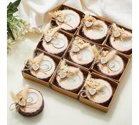 Otuuz 12 portavelas de Boda para Invitados, portavelas conmemorativos de Madera para Despedida de Soltera, Recuerdos rústicos, Regalos de Invitados de Boda, Decoraciones de Fiesta