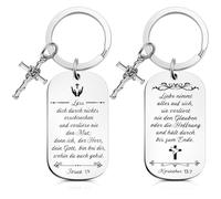 Otuuz 2 Llaveros Cristianos de Acero Inoxidable Llavero con Versículos de la Biblia Regalo de Llavero Católico de Metal Regalos Espirituales Inspiradores para Niñas Niños Comunión Confirmación