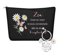 Otuuz 2 Piezas Regalo para Tía Incluye Neceser Floral Llavero para Tía Regalos de Sobrina para Mujer Cumpleaños Fiesta Navidad(Margarita)