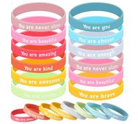 Otuuz 20 Pulseras Motivacionales de Silicona Pulseras de Goma Inspiradoras de Colores Regalos Motivacionales para Mujer Hombre Adolescentes Fiesta de Cumpleaños Actividad de Deporte, 10 Colores