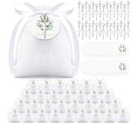 Otuuz 30 Sets de Recuerdos de Confirmación Etiqueta de Regalo con Lazo Blanco Llavero con Cruz Bolsa Blanca Regalos para Confirmación, Comunión, Bautizo, Recién Nacido y Boda
