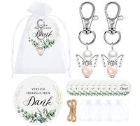 Otuuz 30 Sets Regalos de Ángeles de Boda Incluido 30 Etiquetas de Agradecimiento con Cordón 30 Colgantes de Ángel de Guarda 30 Bolsas de Organza para Fiesta Comunión Bautismo(Blanco,Ángel Custodio)