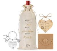 Otuuz 5 Piezas Regalos para Casa Nueva Soporte para Botella de Vino Tinto Llavero Etiqueta de Madera en Forma de Corazón Sobre Regalo de Inauguración Para Mudanzas Vecinos Amigos Familiares
