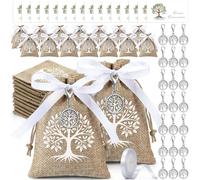 Otuuz 50 Sets Recuerdos de Primera Comunión Colgante del Árbol de la Vida Tarjeta de Prima Comunione Bolsa con Lazo Recuerdos del Árbol de la Vida para Bautizo, Confirmación y Boda