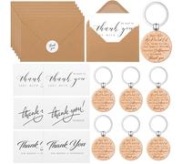 Otuuz 6 Sets Regalos de Agradecimiento Llavero Inspirador Tarjetas Thank You con sobre Llavero Motivacional para Despedida Colegas Profesores Navidad Acción de Gracias Graduación (Clásico)