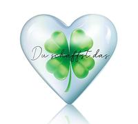 Otuuz Amuleto de Suerte de Hoja de Trébol de Cuatro Hojas Amuleto de Suerte Du Schaffst Das con Bolsa de Almacenamiento Esperanza Regalos de Suerte para Mujeres Hombres Amigos Familia (Corazón)