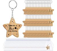 Otuuz Juego de 100 llaveros de estrella para abandonar la escuela, regalos de clase de 2026, símbolo de estrella de madera, regalo motivacional de graduación para clase de 30 estudiantes, desde