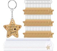 Otuuz Juego de 100 llaveros de estrella para abandonar la escuela, regalos de clase de 2026, símbolo de estrella de madera, regalo motivacional de graduación para clase de 30 estudiantes, desde