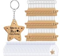 Otuuz Juego de 50 llaveros de estrella para abandonar la escuela, regalos de clase de 2025, símbolo de estrella de madera, regalos motivacionales de graduación para clase de 30 estudiantes, desde