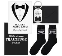 Otuuz Regalo de testigo de boda Llavero de Abrebotellas mejor padrino Calcetines de acompañante de honor del novio con Tarjeta Willst du Mein Trauzeuge Sein