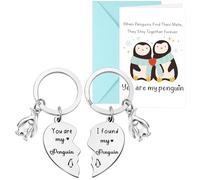 Otuuz Regalo Romántico de San Valentín para Pareja Llavero de Corazón de Pingüino con Tarjeta de Aniversario Llavero I Found My Penguin You are My Penguin para Novio Novia Esposo Esposa Cumpleaños