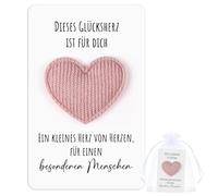 Otuuz Set de Regalo con Amuleto de la Suerte - Colgante de Corazón de la Suerte con Tarjeta, Bolsa de Tela y Pegatina de Puntos Regalo para Amigos, Familiares y Compañeros(Rosa,besonderen Menschen)