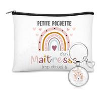 Otuuz Set de Regalo de Agradecimiento para Maestros Bolsa de Maquillaje Arcoíris Llavero para Profesor Regalo de Despedida para Profesor Cumpleaños Entrega de Diplomas Día del Maestro