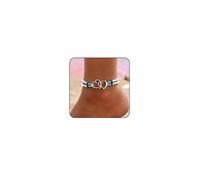 Otxas Pulsera de tobillo para mujer, impermeable, con cuentas en capas, elástica, pulsera de tobillo con corazón, pulsera de tobillo para mujer, joyería elástica para el tobillo, 3.35inch, 100%, No es
