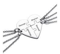 OTXIXTO 4 Plata Tono de Acero Inoxidable Corazón Colgante Mejor Amigo para Siempre Puzzle Collar Personalizado Nombre para la Amistad Parejas Hombres Mujeres