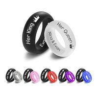 OTXIXTO Anillos de Silicona Personalizados Set, Anillo de Boda Caucho a Medida, Múltiples Tamaños y Colores, Impermeable, Bolsa Regalo Incluida (Estilo F: Juego de Anillos, Estilos B & B)