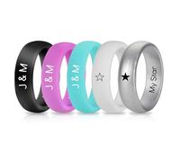OTXIXTO Anillos de Silicona Personalizados Set, Anillo de Boda Caucho a Medida, Múltiples Tamaños y Colores, Impermeable, Bolsa Regalo Incluida (Estilo C: Diseño Liso de 5,7 mm)
