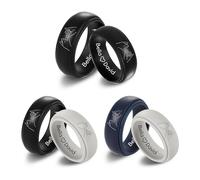 OTXIXTO Anillos de Silicona Personalizados Set, Anillo de Boda Caucho a Medida, Múltiples Tamaños y Colores, Impermeable, Bolsa Regalo Incluida (Estilo E: Juego de Anillos, Estilos A & A)