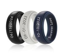 OTXIXTO Anillos de Silicona Personalizados Set, Anillo de Boda Caucho a Medida, Múltiples Tamaños y Colores, Impermeable, Bolsa Regalo Incluida (Estilo A: Diseño de Escalera de 8 mm)
