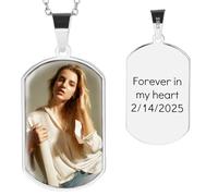 OTXIXTO Collar Conmemorativo Personalizado Colgante de Corazón/Placa de Identificación en Plata de ley 925 con Foto en el Interior Collar con Foto Texto En Memoria de Los Seres Queridos Perdidos -B1