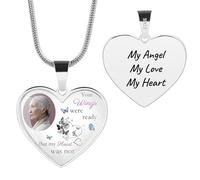 OTXIXTO Collar Conmemorativo Personalizado Colgante de Corazón/Placa de Identificación en Plata de ley 925 con Foto en el Interior Collar con Foto Texto En Memoria de Los Seres Queridos Perdidos -C1