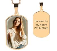 OTXIXTO Collar Conmemorativo Personalizado Colgante de Corazón/Placa de Identificación en Plata de ley 925 con Foto en el Interior Collar con Foto Texto En Memoria de Los Seres Queridos Perdidos -B3