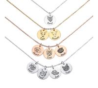 OTXIXTO Collar Personalizado Con 3 Retratos de Mascota - Conmemorativo Con Grabado de Nombre - Regalo de Recuerdo Para Mujer/Amantes de Mascotas (Plata)