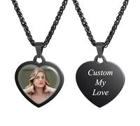 OTXIXTO Collar Personalizado con Foto para Hombre Mujer Placas de Identificación/Collar de Corazón con Foto/Texto Colgante de Acero Inoxidable Regalo Conmemorativos para Papá Mamá Esposo -A3