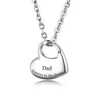 OTXIXTO Collar Personalizado Corazón Urna para Cenizas Acero Inox Monumento Cremación Corazón Colgante para Ceniza Ser Querido Collar Ceniza Cremación Recuerdo con Embudo de Llenado Juego - Dad