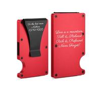 OTXIXTO Hombres Tarjetero Billetero con Pinza Billetes Grabado Texto Minimalista Delgado Cartera con RFID Bloqueo Titular de Tarjeta de Crédito con Billetera Clip Billetes para Hombre - D4