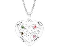 OTXIXTO Personalizada Árbol de Vida Collar para Mujer Personalizada Familia Árbol de Vida Colgante Collar con 2 Nombre/Piedra de Nacimiento 925 Plata Árbol Collar para Día de Madre (Estilo D: Corazón)
