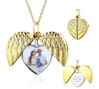 OTXIXTO Personalizada Foto Oro Corazón Medallón Collar para Mujer Personalizada Mujeres Medallón Memorial Collar con Foto/Texto Interior Memorial Sunshine Joyería Regalo para Novia Mamá (Estilo B)