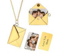 OTXIXTO Personalizada Foto Oro Sobre Medallón Collar para Mujer Personalizada Mujeres Medallón Memorial Collar con Foto/Texto Memorial Sunshine Joyería Regalo para Novia Mamá (Estilo D)