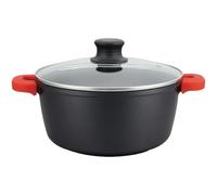 Otyma - Cazuela Antiadherente Otyma Troia, Aluminio Fundido, Tapa de Vidrio, Asas de Silicona, Sin PFOA, Para Inducción y Horno (Negro, 24)