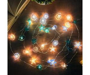 OTYMIOW Guirnalda Luces Hadas Criaturas Marinas 30 LED Decoraciones para Interiores y Exteriores 3 m Luces de Cadena de Animales Marinos LucesHadas Operadas por Batería/USB para Ventanas Cortina