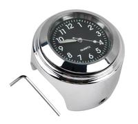 OTYMIOW Reloj de Manillar de Motocicleta Aleación Aluminio RelojMotocicleta Impermeable Reloj de Manillar de Motocicleta Universal Impermeable Efecto Fluorescente (Esfera Negra Superficie Plateada)