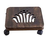 Ou - Soporte para plantas con ruedas bloqueables, carrito de madera de 10 pulgadas para uso en interiores y exteriores, soporte giratorio de 360°, soporte cuadrado rodante para plantas para patio y