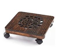 Ou - Soporte para plantas con ruedas bloqueables, carrito de madera rodante de 360°, soporte cuadrado para macetas para uso en interiores y exteriores, tamaño de 8 pulgadas, perfecto para terrazas.