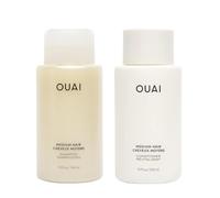 OUAI Juego de champú y acondicionador mediano, nutre con aceites de babasú y coco, fortalece con queratina y añade brillo con extracto de kumquat, libre de parabenos, sulfatos y ftalatos, 300 ml cada